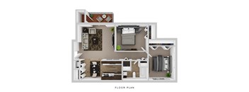 A floor plan of a house with a kitchen, living room, and bedrooms.