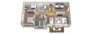 a 3d drawing of a floor plan of a house
