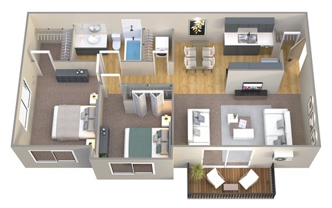 a 3d drawing of a floor plan of a house