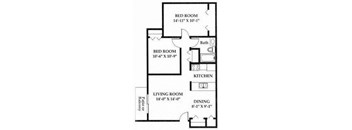 floor plan of a small house with a living room and a bedroom