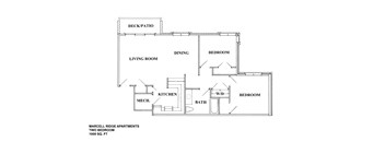 A floor plan of a two bedroom apartment.