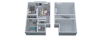 a stylized floor plan of a 2100 sq ft apartment