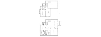 A black and white image of two floor plans of a house.