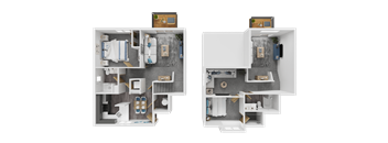 A floor plan of a two bedroom apartment.