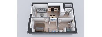 Kado NW One Bedroom One Bathroom A2A Floor Plan