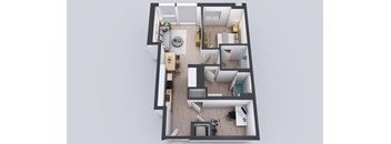 Koda NW One Bedroom One Bathroom with Den Floor Plan