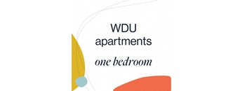 a graphic of wdu apartments one bedroom with the words wvd apartments one bedrooms