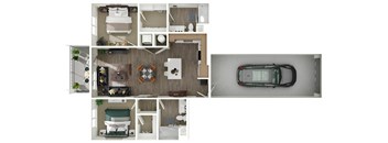 Adler Apartment 3D Floor Plan - B1