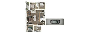 Adler Apartment 3D Floor Plan - C1