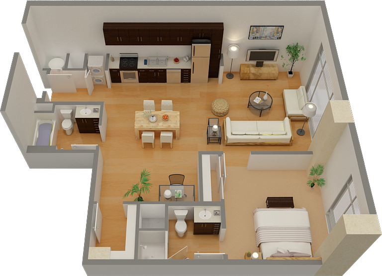 800 J Lofts B4_2 1Bed 2 Bath Sacramento CA