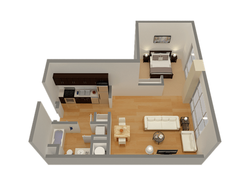 800J Lofts A1.1 One Bedroom One Bathroom Floor Plan