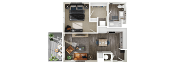 Halogen Apartments A1 3D Floor Plan
