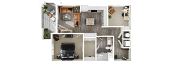 Halogen Apartments A4 3D Floor Plan
