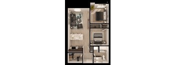 Anthem PDX Apartments D2b Floor Plan