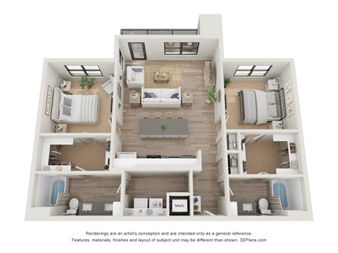 Filament Apartment 3D floor plan B3