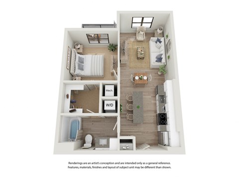 Filament Apartment 3D floor plan A2