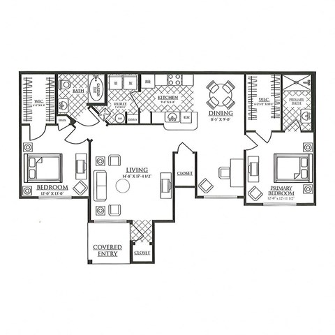 a floor plan of a home with bedrooms and baths