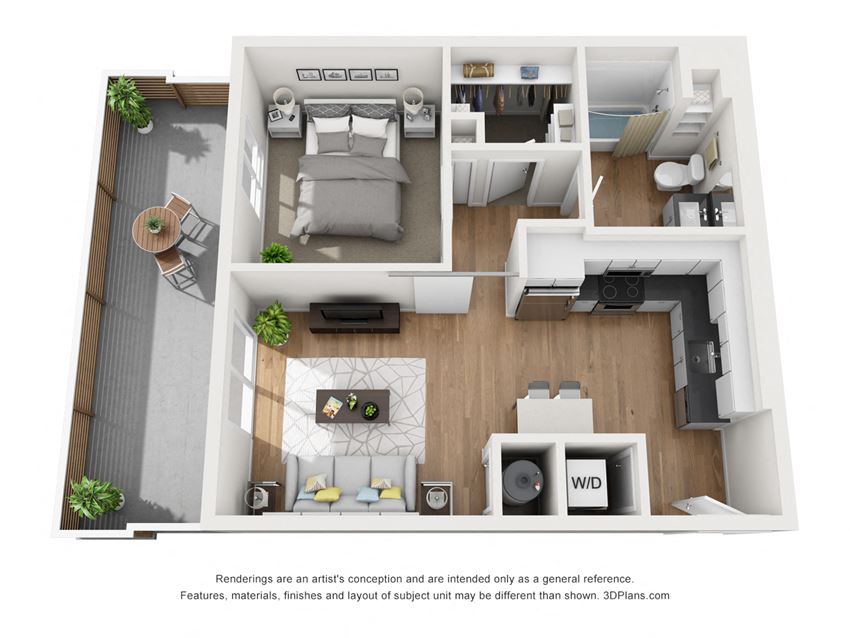 Indigo Apartments A1 3D Floor Plan Indigo Apartments A1 3D Floor Plan