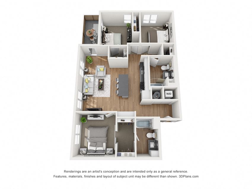 Indigo Apartments C1 3D Floor Plan Indigo Apartments C1 3D Floor Plan