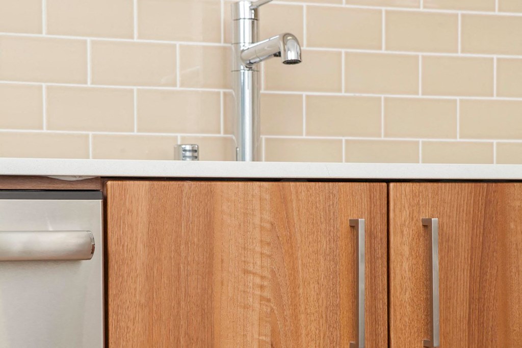 4730 California Apartments Kitchen Glass Tile Backsplashes