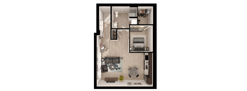 Anthem PDX 1 Bedroom Live / Work Floor Plan