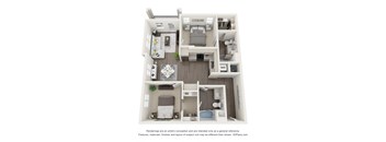 a stylized floor plan of a 1 bedroom192 sqft
