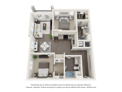 a stylized floor plan of a 1 bedroom192 sqft