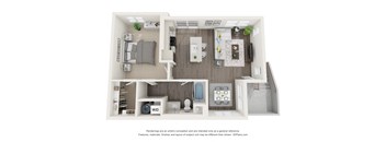 LVB Apartment 3D Floor Plan 1X1 Carriage