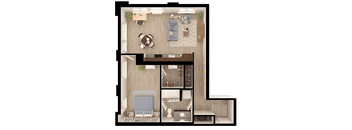Anthem PDX Urban 1 Bedroom Floor Plan
