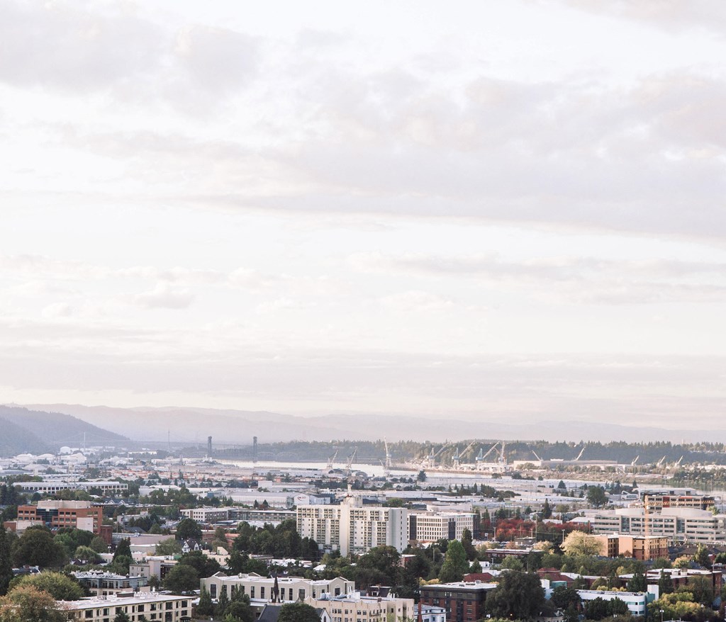 a view of the city from above