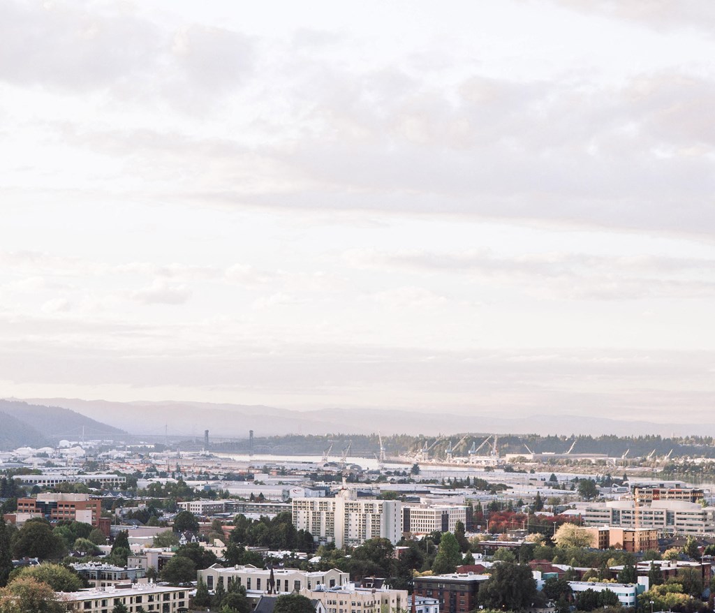 a view of the city from above
