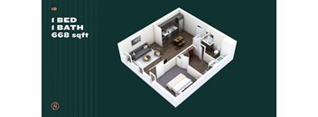Northointe Apartments One Bedroom B Floor Plan