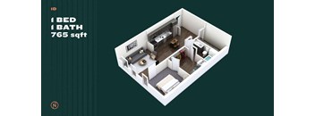 Northointe Apartments One Bedroom D Floor Plan
