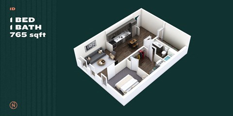 Northointe Apartments One Bedroom D Floor Plan