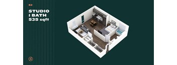 Northointe Apartments Studio B Floor Plan