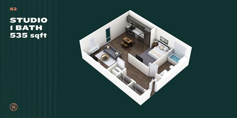 Northointe Apartments Studio B Floor Plan