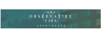 A sign that says "One Observatory Park Apartments" is displayed.