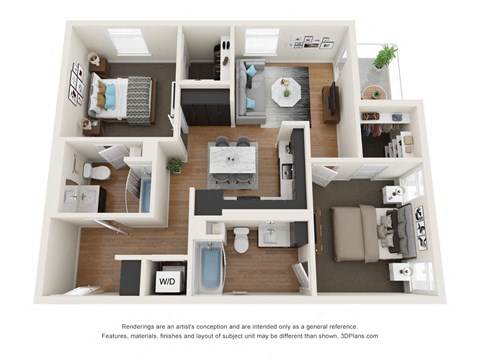 The Postmark Apartments B5A 3D Floor Plan