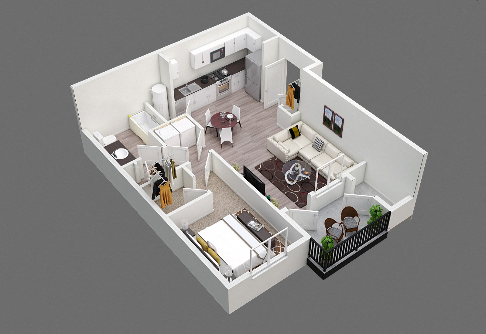 Pine Valley Ranch Apartments Spokane, Washington One Bedroom One Bathroom 745 sf Floor Plan