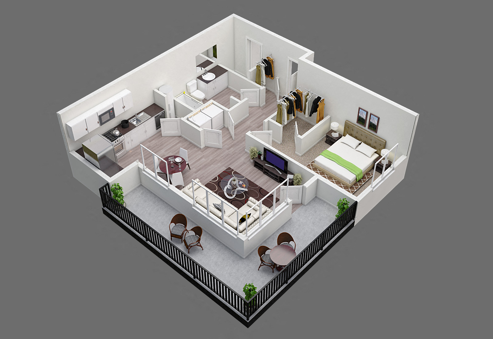 Pine Valley Ranch Apartments Spokane, Washington One Bedroom One Bathroom 758 sf Floor Plan