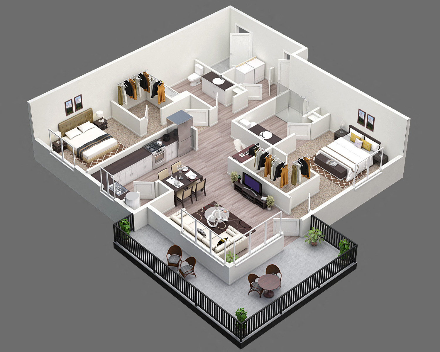 Pine Valley Ranch Apartments Spokane, Washington Two Bedroom Two Bathroom 1027 sf Floor Plan