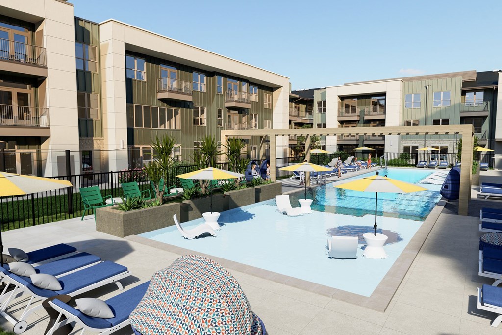 a rendering of a pool at the grove apartments