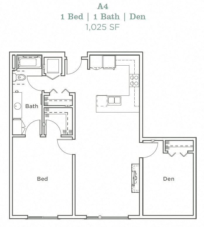 Portera at the Grove_Wilsonville OR_Floor Plan A4_One Bedroom One Bathroom
