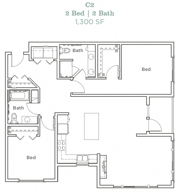 Portera at the Grove_Wilsonville OR_Floor Plan C2_Two Bedroom Two Bathroom