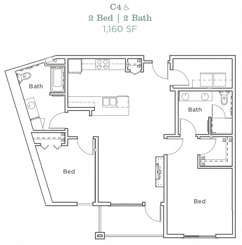 Portera at the Grove_Wilsonville OR_Floor Plan C4_Two Bedroom Two Bathroom