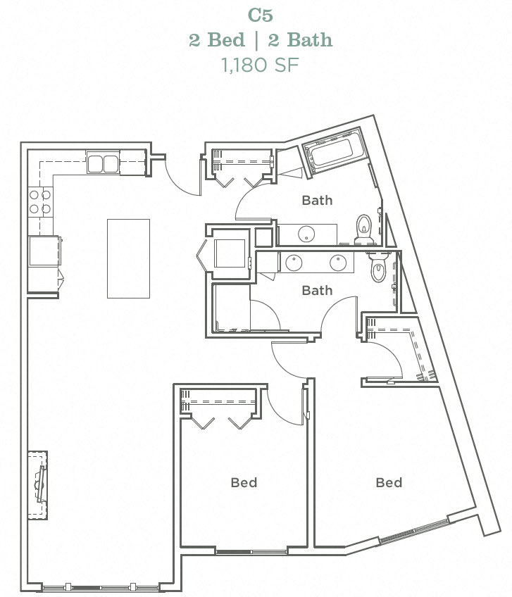 Portera at the Grove_Wilsonville OR_Floor Plan C5_Two Bedroom Two Bathroom