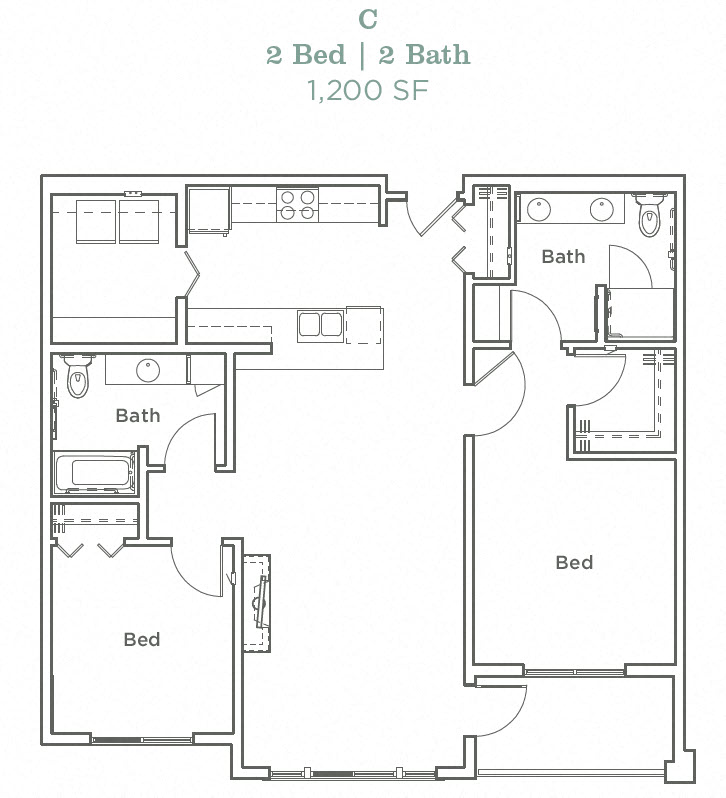 Portera at the Grove_Wilsonville OR_Floor Plan C_Two Bedroom Two Bathroom
