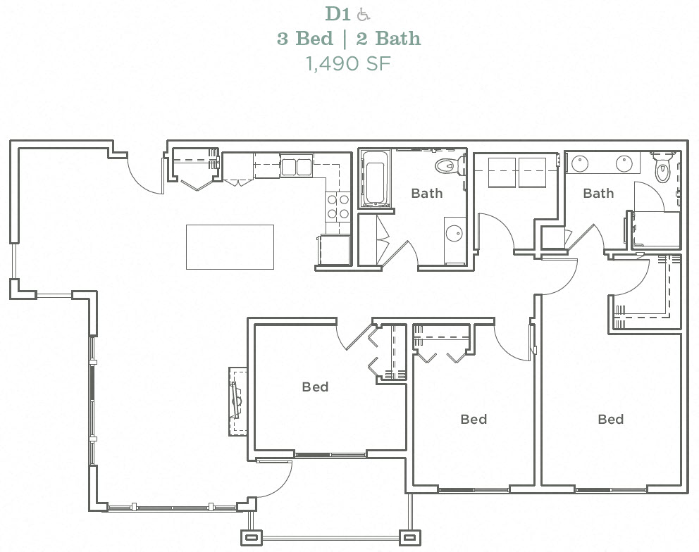 Portera at the Grove_Wilsonville OR_Floor Plan D1_Three Bedroom Two Bathroom