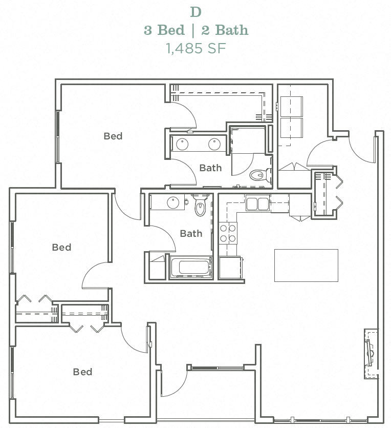 Portera at the Grove_Wilsonville OR_Floor Plan D_Three Bedroom Two Bathroom