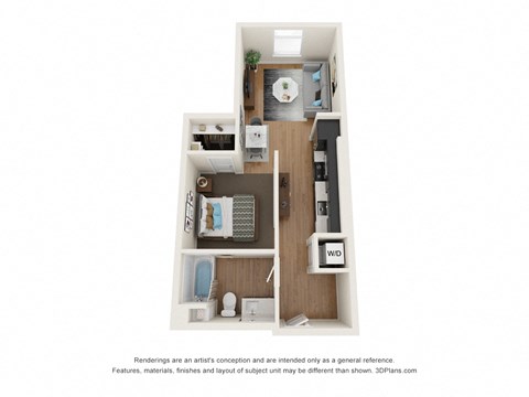 The Postmark Apartments A1B 3D Floor Plan